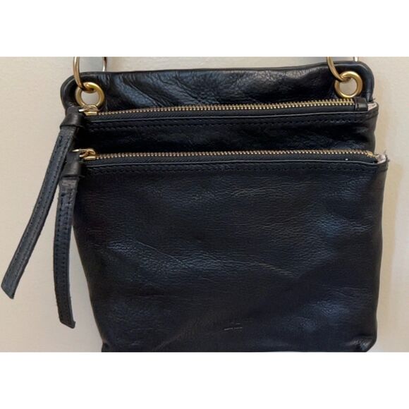 Margot double zipper black leather crossbody - Picture 2 of 10